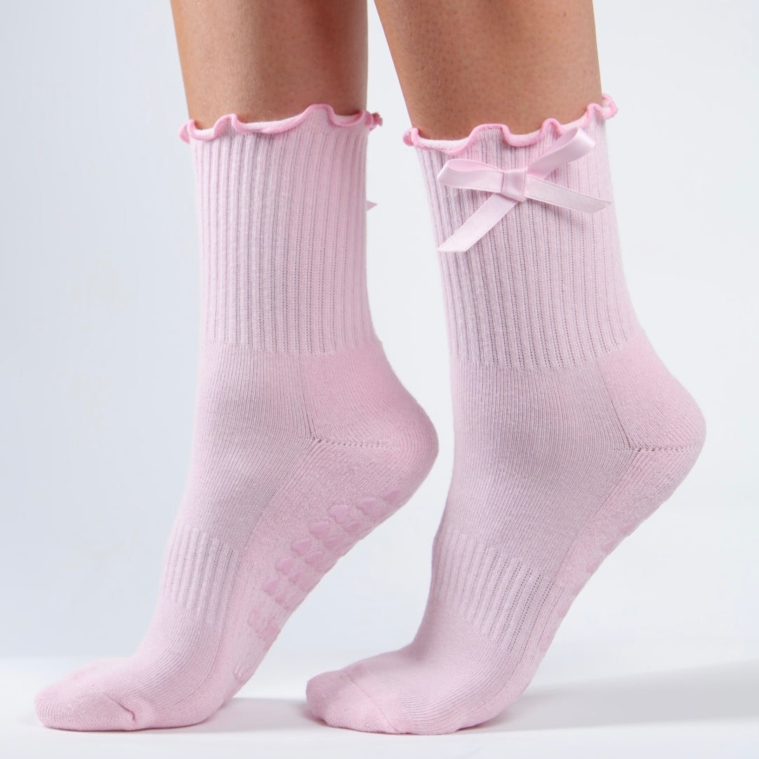 Margot Bow Sock in Perfect Pink