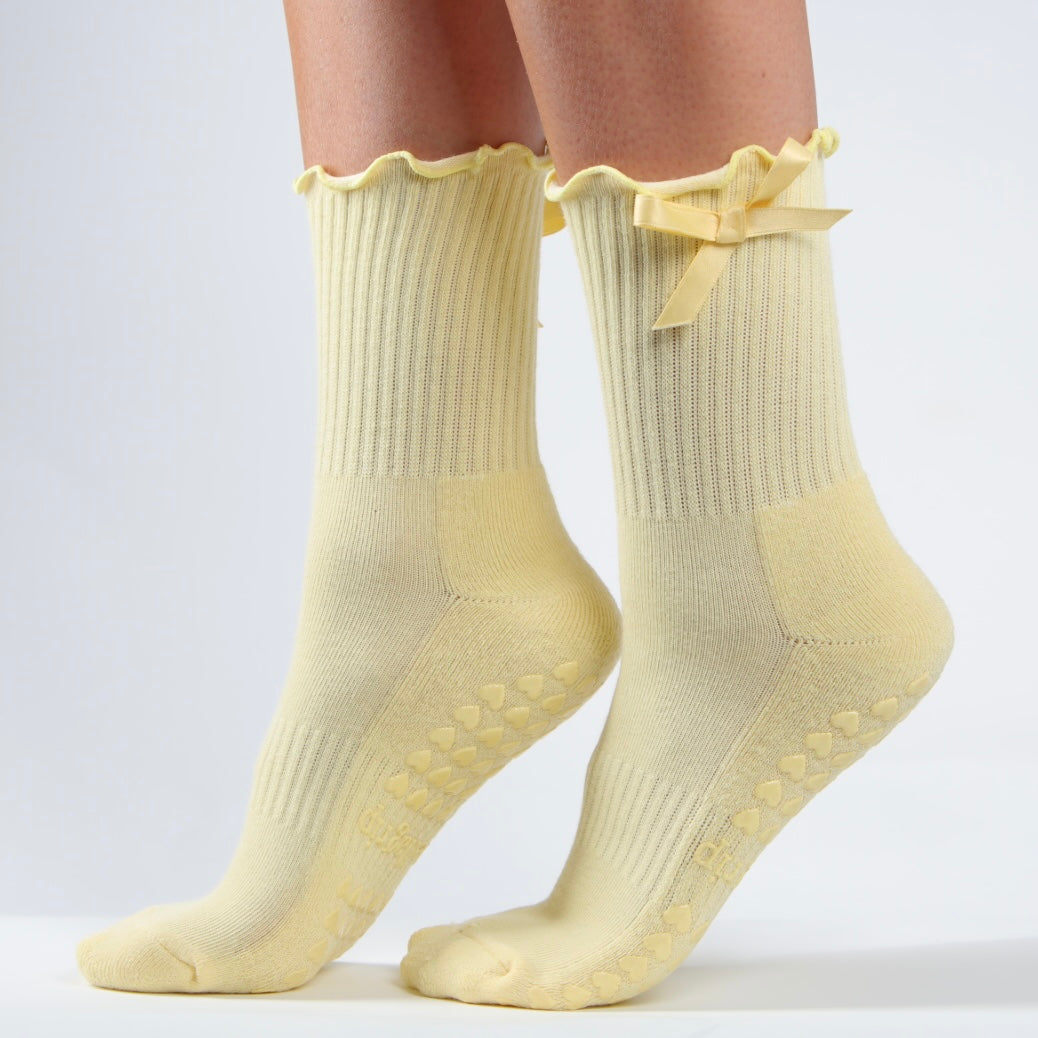 Margot Bow Sock in Butter Yellow