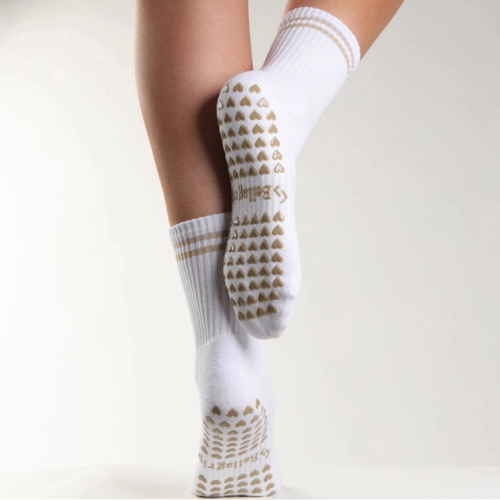 Classic Crew in White With Nude Stripes