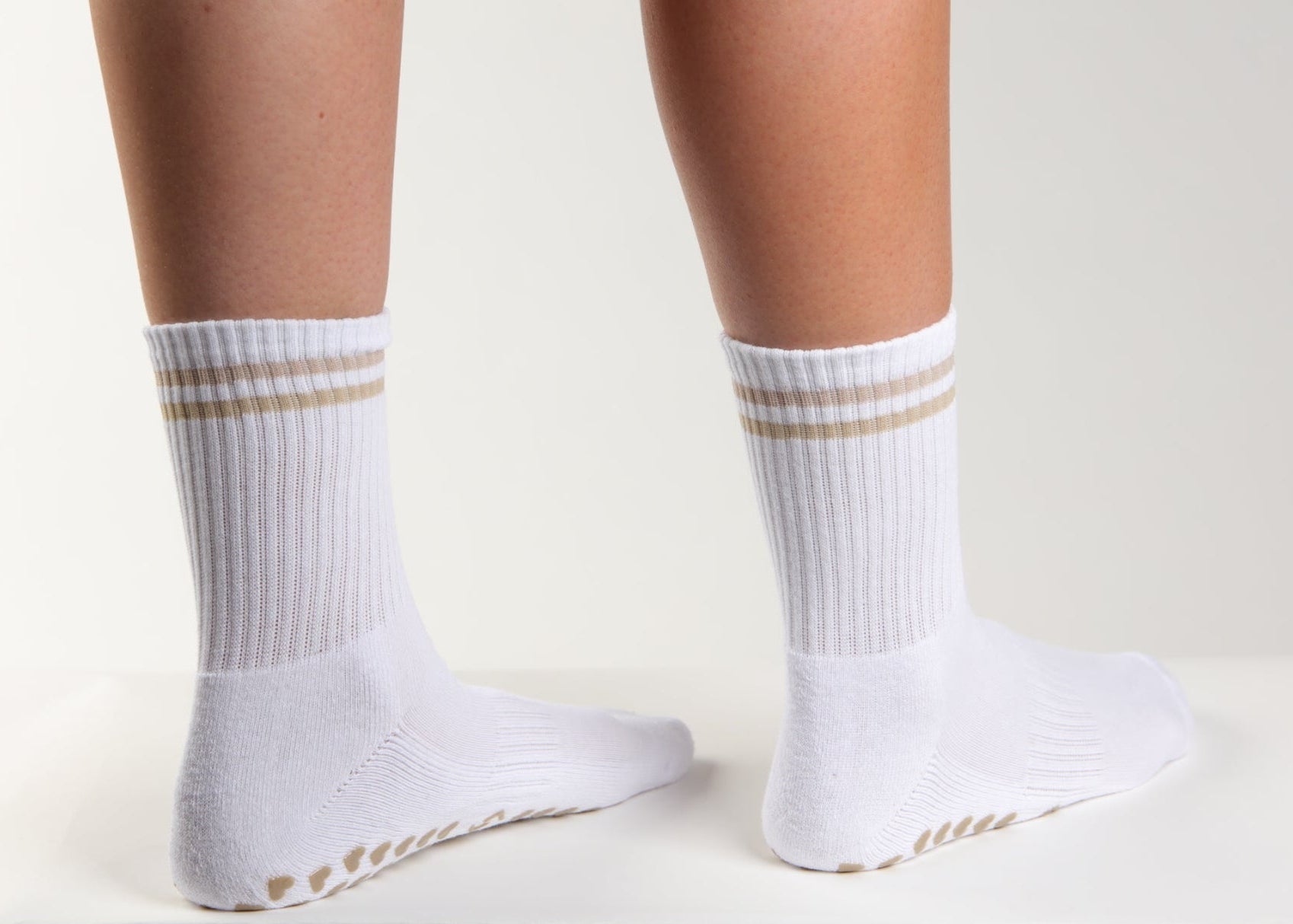 Classic Crew in White With Nude Stripes